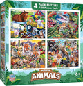 MasterPieces – Jigsaw Puzzle Set for Kids 6+ Years, 4-Pack of 100 Pieces, Educational and Fun Game, World of Animals Collection V2, Gift Idea for Children, 8" x 10"