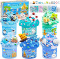 LAWOHO 6 Pack Blue Ocean Slime, Clear Butter Cloud Slime Kits for Girls Ages 8-12, Non-Stick Kids Slime Party Favor Toys with Add-Ins, Birthday Goodie Bag Stuffers Easter Valentines Day Gifts for Kids