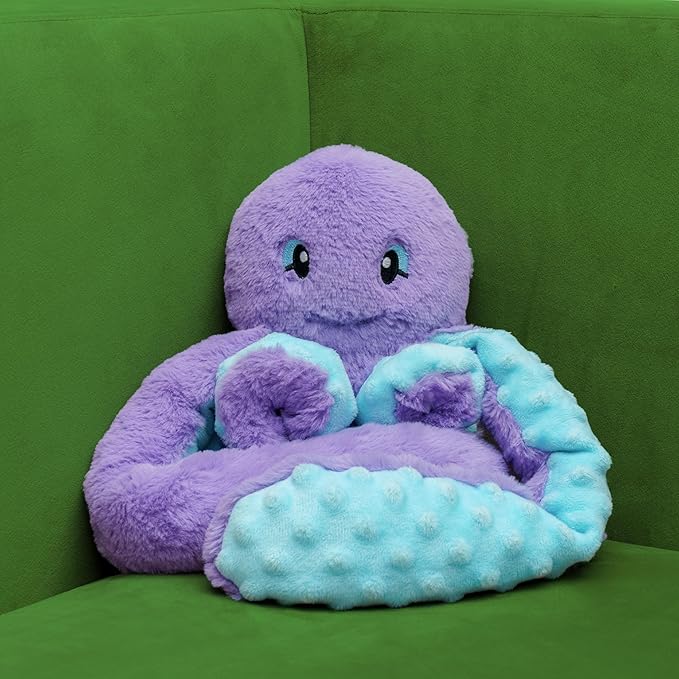 HUGIMALS Hugarounds Indigo the Octopus 2.5 lb Microwaveable Weighted Plush Neck & Shoulder Wrap | Soothing, Comforting Hugs for Self-Care & Relaxation | Unscented for Ages 2+