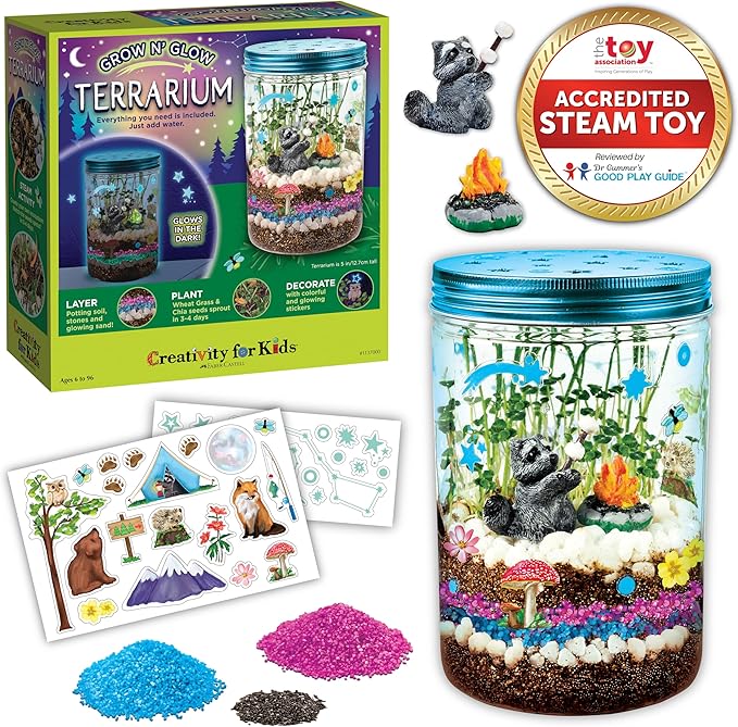 Creativity for Kids Grow 'N Glow Terrarium Kit - Educational Science Kits| Spring Crafts for Kids Gifts for Boys and Girls | Craft and STEM Projects (Ages 6+)