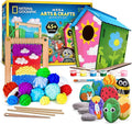NATIONAL GEOGRAPHIC Mega Arts & Crafts Activity Kit – 3 Craft Kits in 1 to Build, Paint, Weave & Create, River Rock Painting Kit, Weaving Loom for Kids & DIY Birdhouse Craft with 25 Bonus Activities