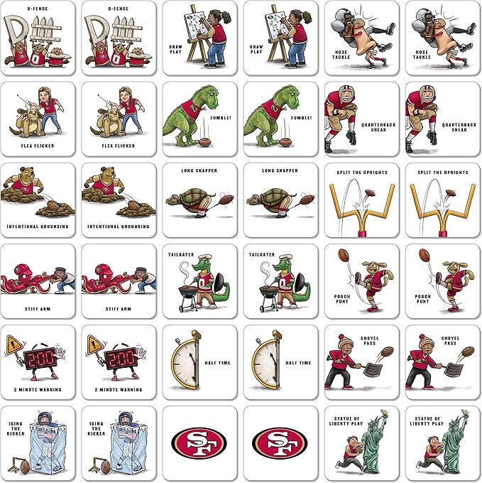 YouTheFan NFL Officially-Licensed Memory Match Game - Humorous, Team-Specific, Original Hand-Drawn Artwork, Fun for The Whole Family, for Fans Young and Old