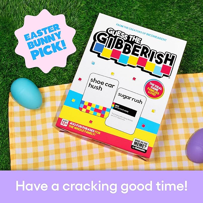 Guess The Gibberish Card Game for Families by Relatable, From The Creators of Incohereant, Fun Kids Games for Kids 12+, Game Night With Friends, Includes 400 Cards, Instructions, and 1 Sand Timer