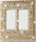 2-Gang Light Switch Cover Plate - Shiny Gold Mirror Finish,5.1"x5.1",Sparkling Design for Outlet or Double Rocker Switch