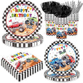 144pcs Monster Truck Birthday Party Supplies Plates Napkins Disposable Paper Cups and Straws Monster Truck Party Decorations Tableware Set for Kids Boys Birthday Decor 24 Guests