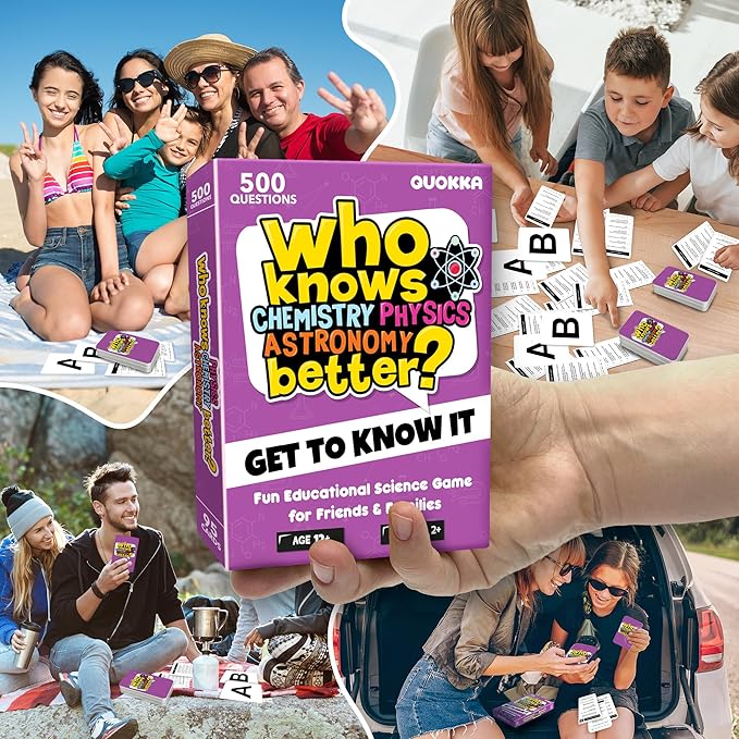 Board Games for Kids 8-12 – Family Card Games for Kids and Adults – Science Trivia Cards for Family Game Night – Who Knows Chemistry Physics Astronomy Better – Fun Card Game for Families and Teens