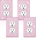 Yexiya 4 Pcs Glitter Light Switch Covers Glitter Bling Outlet Wall Plate Covers Preppy Gift for Nursery Decor Women Teens Room Decor(Pink)