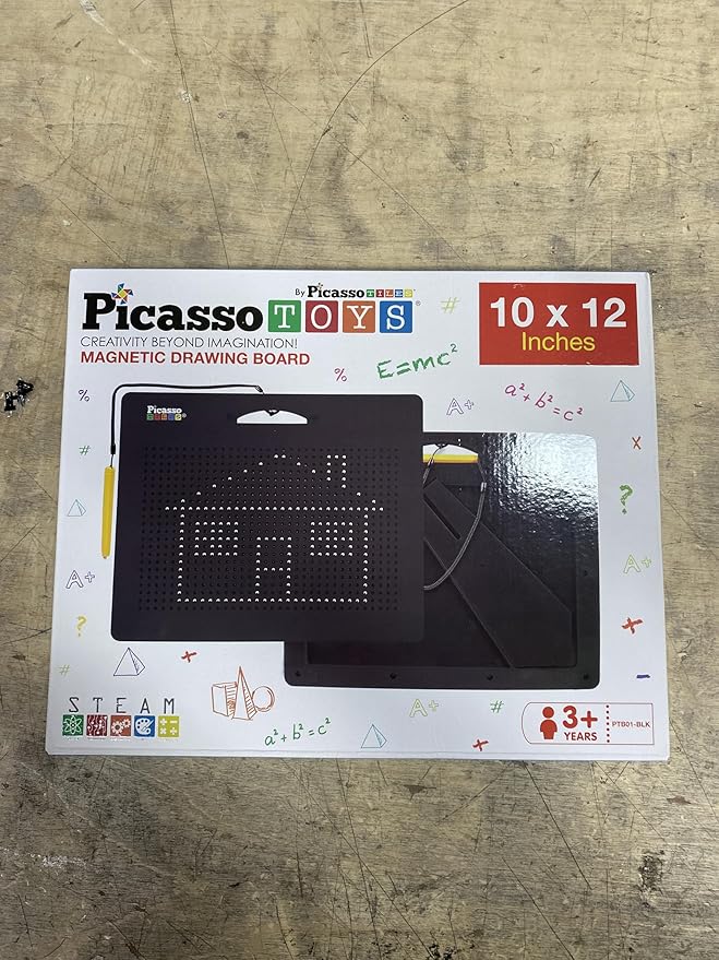 PicassoTiles Magnetic Drawing Board 748 Beads Pad Large 12x10 Inch STEM Writing Toy Reusable Erasable Educational Tablet for Toddlers Kids Age 3 Plus Magnet Learning Tool Brain Development PTB01BLK
