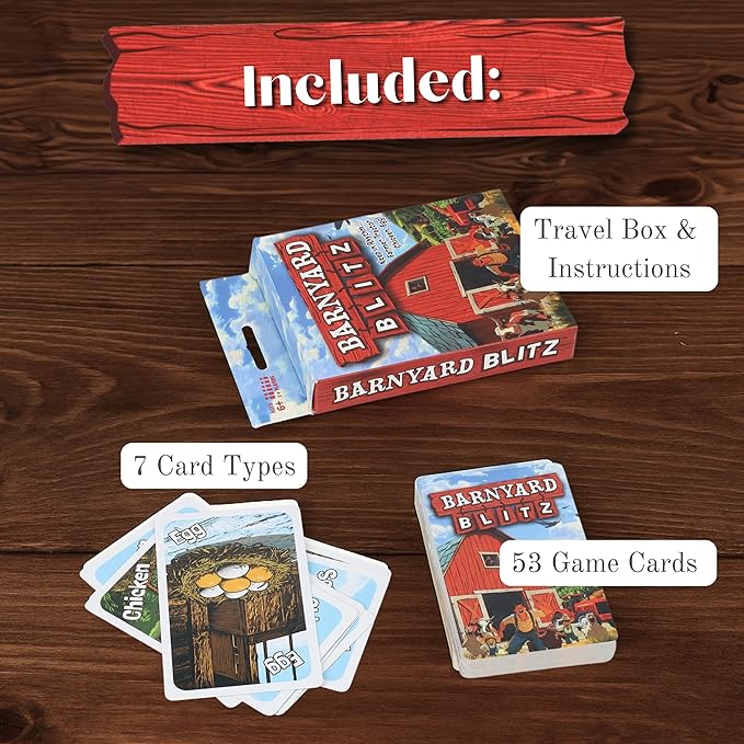 TDC Games Barnyard Blitz – Rhythm Slap Card Games for Kids & Families, Portable Travel Card Game, Fast Reflex & Reaction Time Game, Animal & Farm Card Games