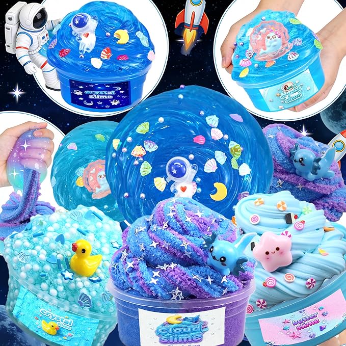 12 Pack Slime kit,DIY Butter Slime & Crystal Slime Set, Stress Relief Toys,Craft Toy, for Girls and Boys Party Favors,Easter Basket Fillings and Birthday Gift