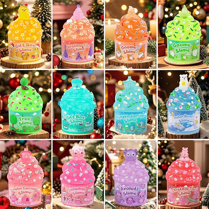 Slime Advent Calendar 2025, Christmas Countdown Calendar, 24 Days of Surprises with Glow-in-The-Dark Slime Kit, Halloween Toy for Kids Toddlers Teens Girls Boys