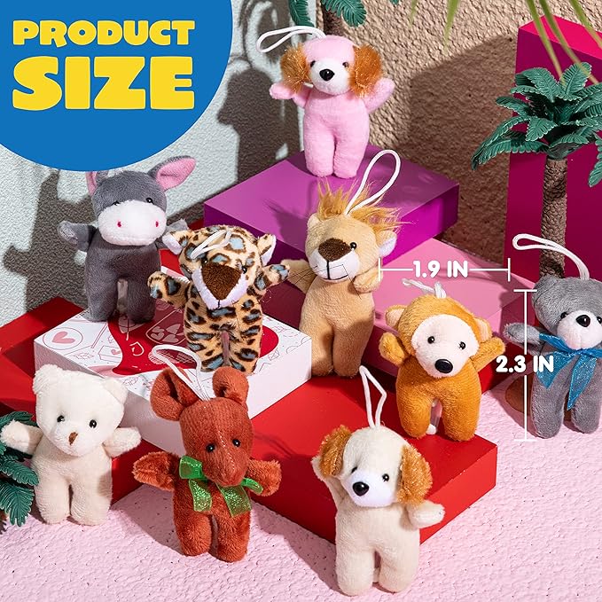 JOYIN 24 Pcs Mini Animal Plush Toys (24 Units 3" Each), Stuffed Animal Bulk for Kids Birthday Party Favors, Presents, Pinata Fillers, Goodie Bag Fillers, School Prizes, Carnival Treasure Box Toys