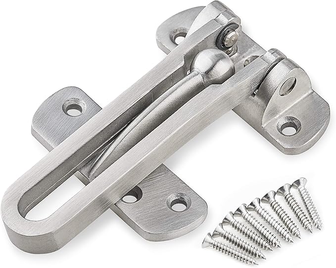 Earl Diamond Door Lock Latch for Home Security - Swing Bar Door Guard for Front and Inside Door, Safety Childproof Reinforcement Door Stopper for Kids Home Hotel Apartment,Stainless Steel Satin Nickel