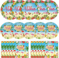 40 Pcs Aloha Party Decorations - Hawaiian Plates and Napkins, Tropical Luau Dinner Dessert Paper Plates Flamingo Napkins Disposable Tableware Set for Hawaii Summer Party Supplies Decor, Serves 20