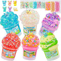 Axolotl Slime Kit 6×100ml (20oz Total) - Slime Variety Pack with Different Textures & Axolotl Charms, Glow in The Dark Slimes, Crunchy Slime, ASMR, Birthday Party Favor, Axolotl Fidget Toys
