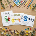 NELXI Funny fathers day card SET 3, handprint card for dad, best dad ever hands down gift, best dad ever gifts from kids, diy fathers day keepsake, family handprint kit, kids footprint craft