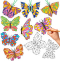 BeYumi 83Pcs Color Your Own Butterfly Kit for Kids DIY Coloring Craft Kit Coloring Spring Butterfly Ornament Geometric Card Decor School Classroom Springtime Party Activity Art Craft Project