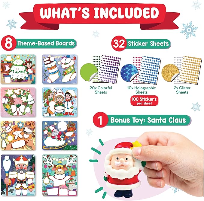Christmas Special - Dot Stickers for Toddlers, Holiday Theme Dot Art Activity for Kids, DIY Craft Kit, Stocking Stuffers, Christmas Gift for Boys & Girls Ages 3, 4, 5, 6, 7 Year Old