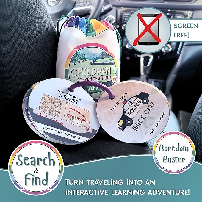 Children's Scavenger Hunt | Toddler Activities | Games for 2, 3 Year Old's & Up | Kids Educational Scavenger Hunt Cards (Travel Edition)