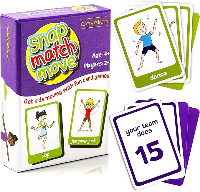 Exercise Cards for Kids - PE Equipment for Elementary School, Kids Workout Equipment Exercise Games, Classroom Exercise, PE Teacher Recess Equipment or at Home, Active Play Indoor or Outdoors