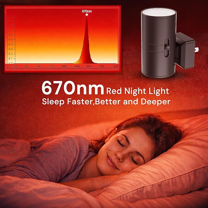 L LOHAS LED Red Night Light, Night Lights Plug into Wall, LED Night Lights with Light Sensor, Sleep Aid Red, Dimmable Night Light for Christmas, Holiday Decor, Hallway, Bedroom, 2 Pack