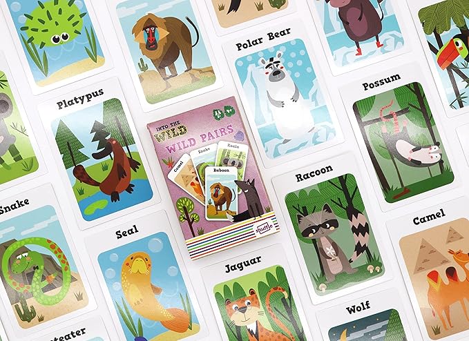 Shuffle Into The Wild 3 Kids Card Games - Snap, Families & Pairs, Encourage Your Childs Memory, Matching and Coordinating Skills, for Ages 3+