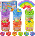 6 Pack Butter Slime Kit, Rainbow Slime for Kids, with Flower Slime Charms & Add-ins, Slime Party Favors Sensory Toys, Holiday Birthday Easter Hallowmas Christmas Girls Gift & Boys Gift