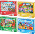 Puzzles for Kids Ages 4-6, 4 x 60 Piece Search and Find Puzzles for Kids Ages 3-5 Boys Girls, Educational Toys Gifts for 3-8 Year Old, Jungle Dinosaur Ocean City