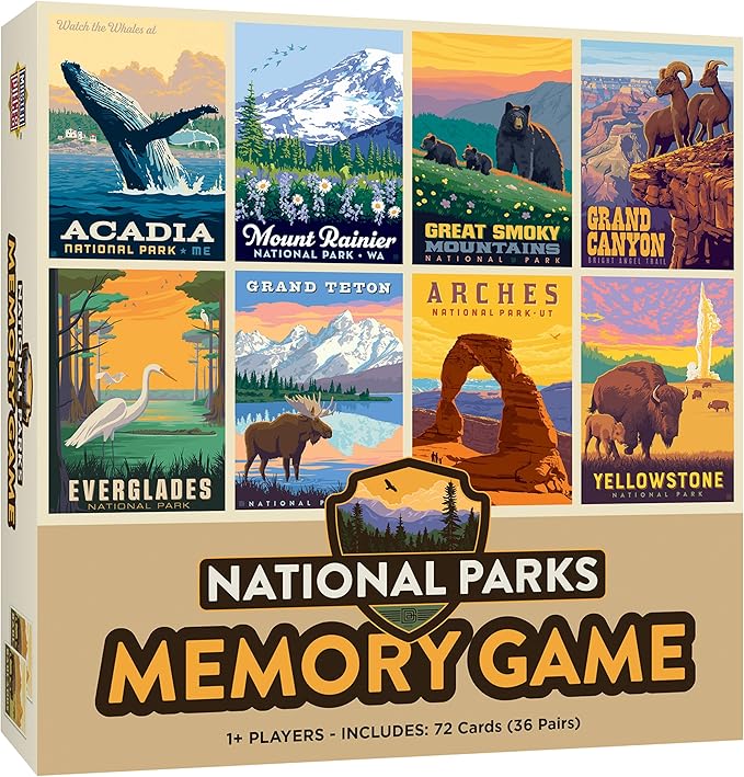 Masterpieces National Parks Memory Game - Fun Family Entertainment for Kids and Adults - Educational, Engaging, and Perfect for Game Night, Classroom Activities, and Interactive Play for All Ages
