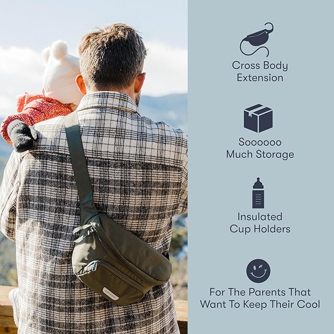 Colugo On-The-Go Stroller Organizer Insert with Zipper, Caddy with Cup Holder, Stroller Accessories for Parents specially designed to fit to your stroller with Non Slip Straps (Dune Zebra)