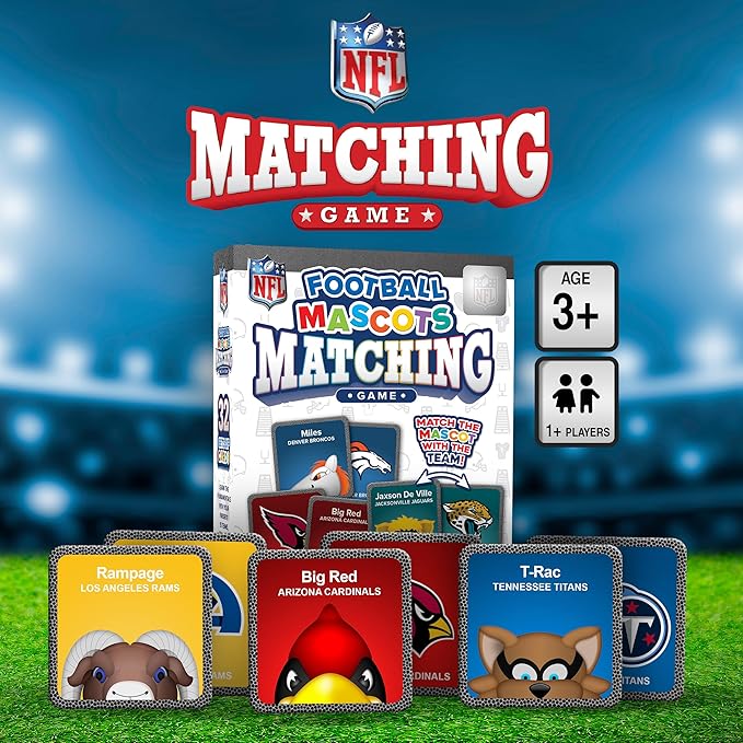 MasterPieces Sports Games - NFL Mascots Matching Game - Game for Kids and Family - Laugh and Learn
