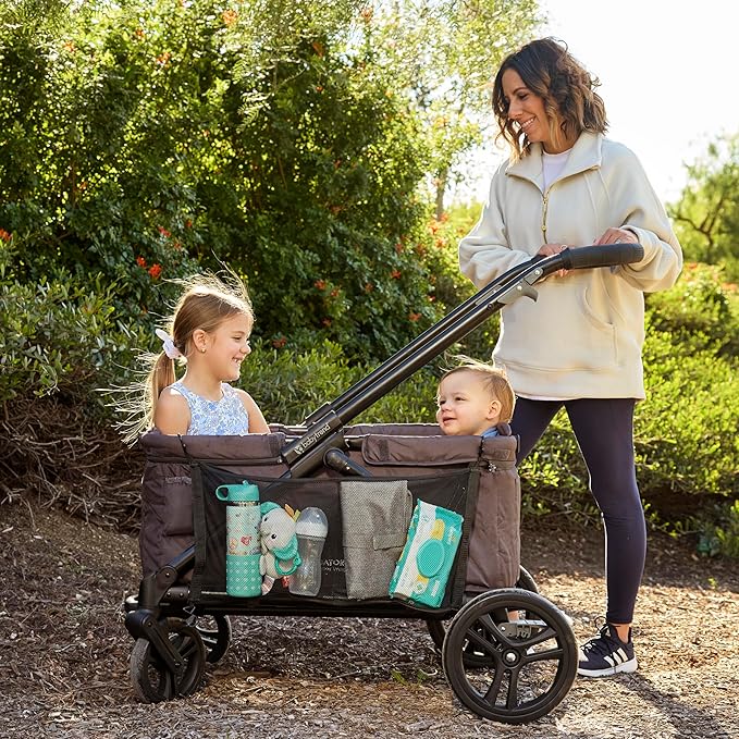 J.L. Childress Universal Stroller Wagon Netting - Mesh Stroller Wagon Organizer with Large Storage Pockets, Adjustable Hooks, Baby Accessories & Cargo Storage Attachment, Easy Install