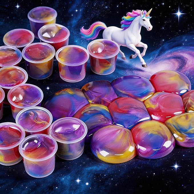 40 Packs Galaxy Slime, Party Favor for Kids Girls & Boys, Adults, Non Sticky, Stress & Anxiety Relief, Wet, Super Soft Sludge Toy,Easter Basket Stuffers