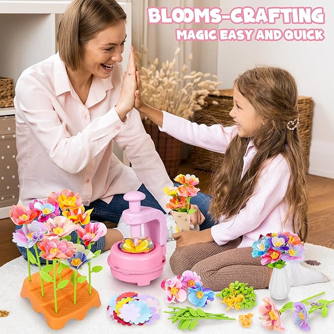 Fabric Flower Bouquets Toys, DIY Craft Kits Toys for Kids - Flowers Market Toy, Build Your Flower Bouquet, Arts & Crafts for 4+ Year Toddler Girl, Educational Activity Preschool B-Day Gifts