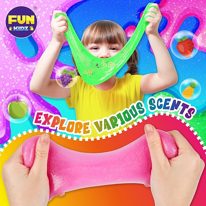 1:1 Scented Fruit Glue Slime Kit for Kids, FunKidz Neon Slime Making Kit for Girls Ages 6-12 Activities Craft Gifts Includes Color Glue and Super Clear Slime Activator to Make Slime Toys