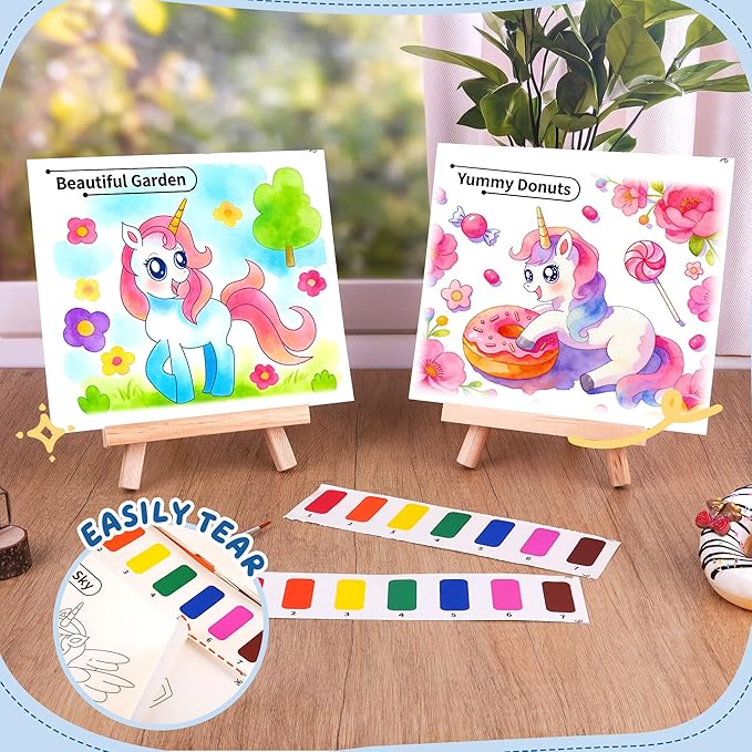 YPLUS Paint with Water Books for Toddlers, Art Craft Toys Watercolor Painting Paper, Gift for Kids Ages 1-3, 2-4, 4-6, Drawing with Brush - Unicorn