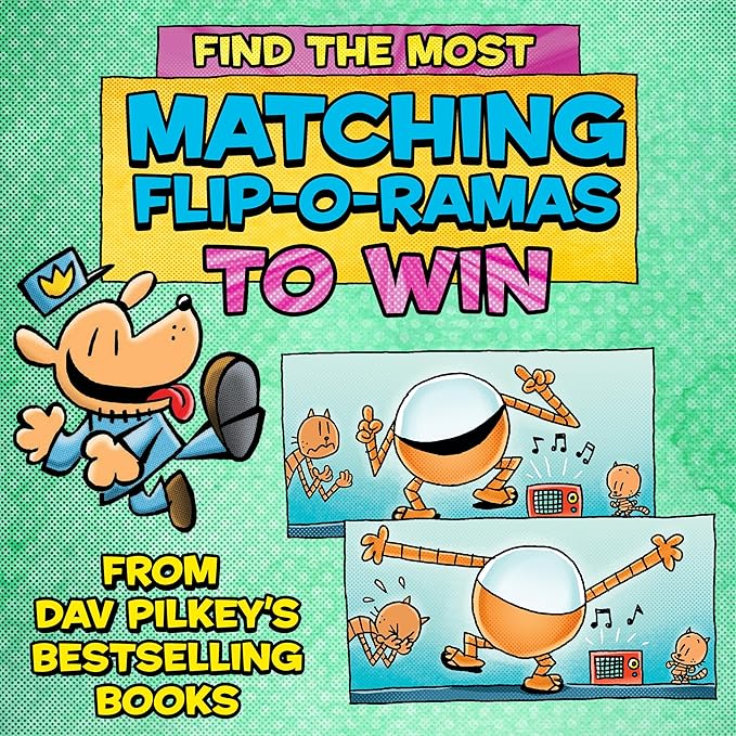 University Games Dog Man Flip-o-Rama Card Matching Game for Kids, Family Memory Card Game Ages 6+, Based on Dog Man Books by Dav Pilkey