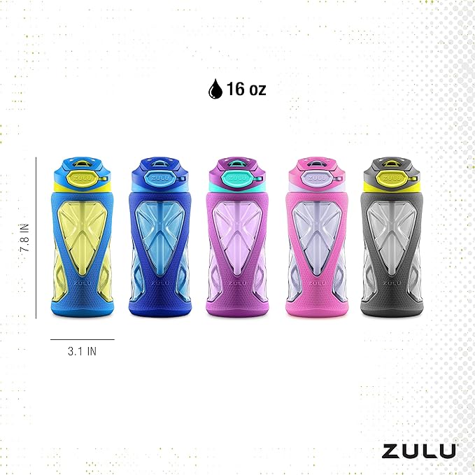 ZULU Torque 2 Pack 16oz Plastic Kids Water Bottle