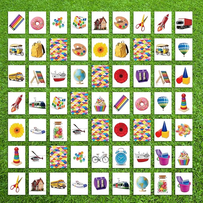 WinnerWhy 60 Pieces Jumbo Memory Game 30 Pairs Giant Matching Cards Giant Educational and Learning Matching Cards for Home Family Outdoor Indoor Activities Holiday Party Supplies Exchange Gifts