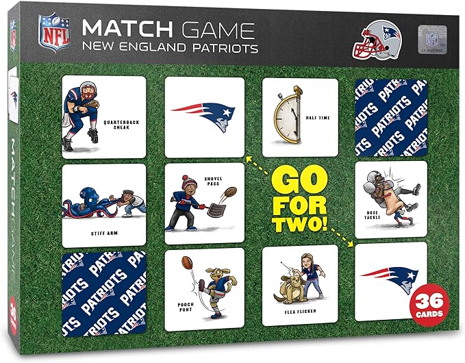 YouTheFan NFL Officially-Licensed Memory Match Game - Humorous, Team-Specific, Original Hand-Drawn Artwork, Fun for The Whole Family, for Fans Young and Old