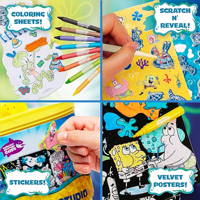 Horizon Group USA Sensory Slime Studio, Scented Slime Kit with Mix-Ins, Charms, and Storage Case, Spongebob Squarepants
