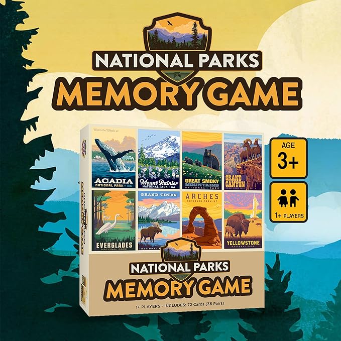 Masterpieces National Parks Memory Game - Fun Family Entertainment for Kids and Adults - Educational, Engaging, and Perfect for Game Night, Classroom Activities, and Interactive Play for All Ages
