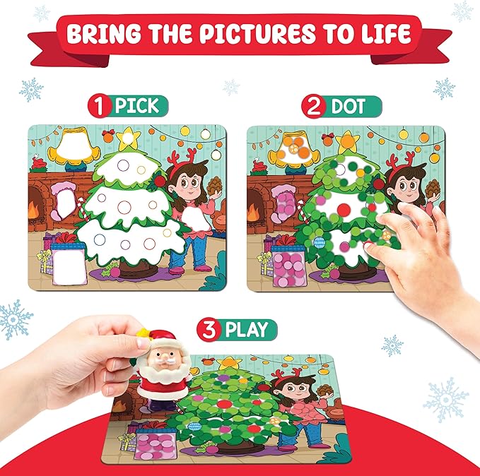 Christmas Special - Dot Stickers for Toddlers, Holiday Theme Dot Art Activity for Kids, DIY Craft Kit, Stocking Stuffers, Christmas Gift for Boys & Girls Ages 3, 4, 5, 6, 7 Year Old