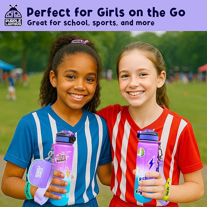 Rebel Girl Decorate Your Own Water Bottle - 32oz BPA Free Water Bottle for Kids with Motivational Stickers & More, Girls Birthday Gifts Age 6-7 8 9 10 11 - Teen Gift, Tween Girls Trendy Stuff