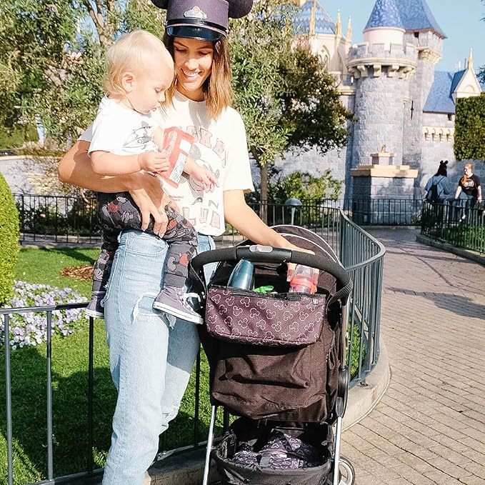 Disney Baby by J.L. Childress Cargo 'N Drinks Parent Tray - Baby Stroller Cup Holder, Essential Travel Accessories, Stroller Caddy Organizer, Fits UPPAbaby, Doona, Nuna, & More - Mickey Mouse