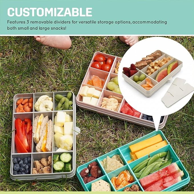 melii Snackle Box – 12-Compartment Divided Snack Container, BPA-Free Food Storage, Removable Dividers, Perfect for Kids Snacks, Arts & Crafts, Beads, and Kitchen Organization (White)