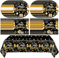 Black and Gold Party Decorations,41Pcs Happy Birthday Plates and Napkins Set Include Black Gold Paper Plates,Napkins,Tablecloth,for Men Women Happy Birthday Party Decorations Supplies,Serves 20