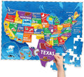 United States Puzzles for Kids Ages 4-6 - Educational Toys for Boys & Girls - 70Pcs USA Map Kids Puzzle with 50 States & Capitals - Floor Jigsaw Puzzles - Fun Learning Activities & Gifts for Children