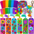 Winlyn 36 Sets Flower Crafts Kits Spring Summer Crafts DIY 3D Tuilp Sunflower Flower Bookmarks Ornaments Art Sets Foam Stickers Arts and Crafts for Kids Camping Classroom Activities Party Favors