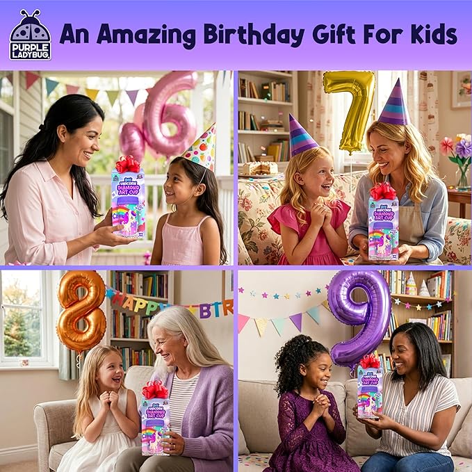 Unicorn Diamond Art Kits Girls Cup - Diamond Arts Kits for Kids - DIY 5D Gem Art Tumbler - 16 oz Unicorn Water Bottle - Arts and Crafts for Kids Ages 6-8, Birthday Gifts for 7 8 10 11 12 Year Old